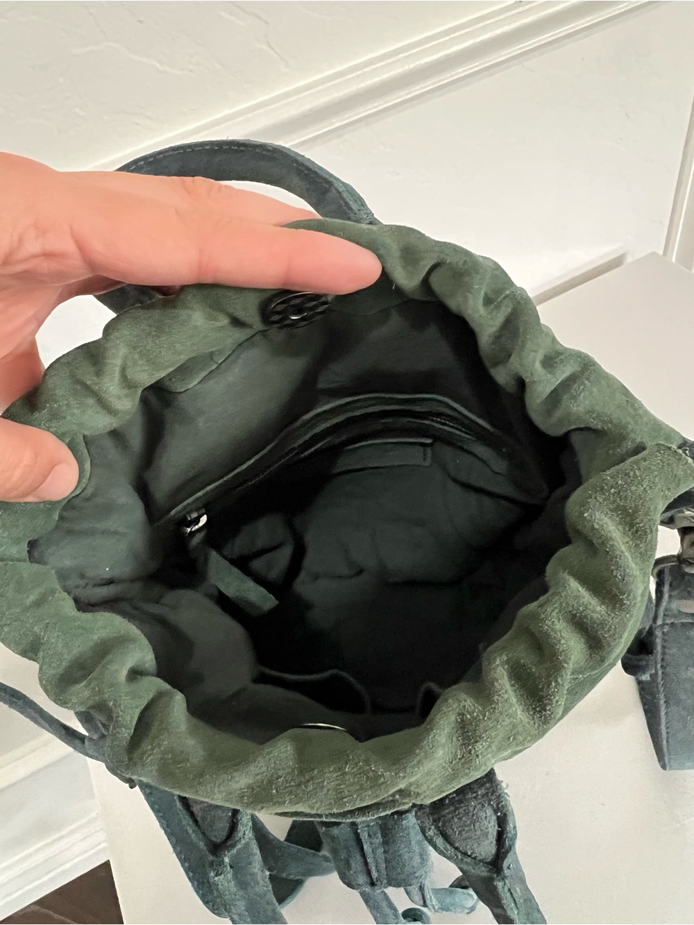 Free People Scout Slouchy Green Suede Crossbody Bag - Picture 7 of 10